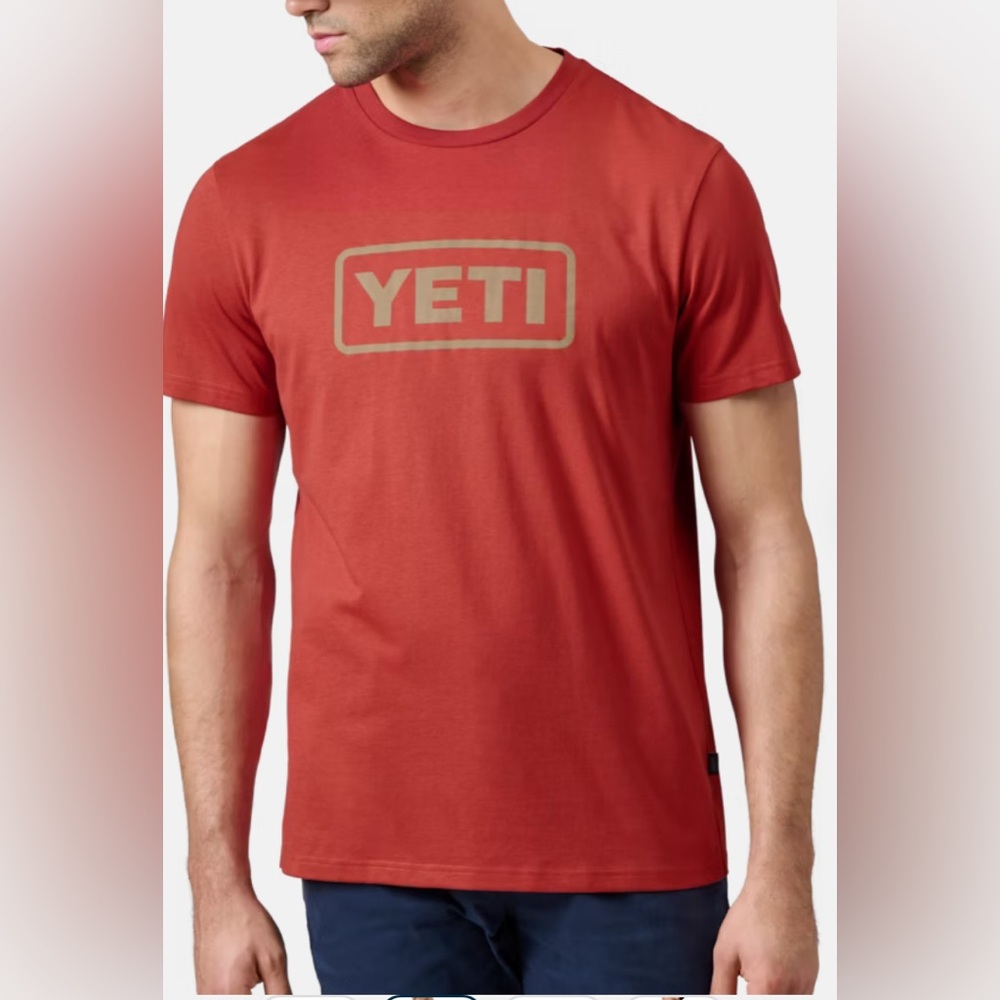 Yeti men’s Red T shirt with Gold Logo  small